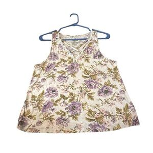 American Eagle Medium Tank Top Cropped Floral Wide Strap Womens Camisole Stretch
